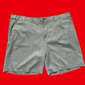 Oak Hill Mens Golf Shorts Beige Flat Front Belted Size 50